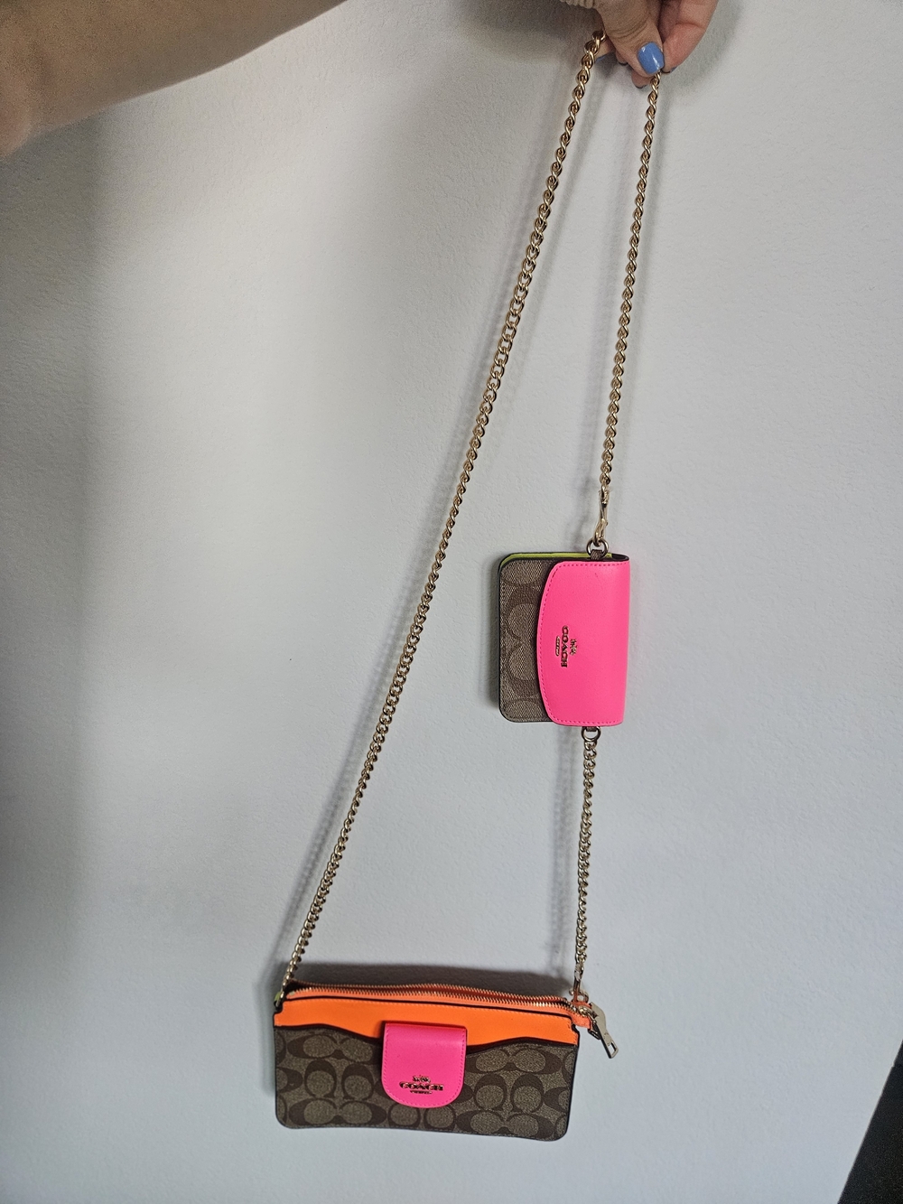 Coach Signature Canvas Crossbody with Neon Pink & Orange Accents - Picture 3 of 5